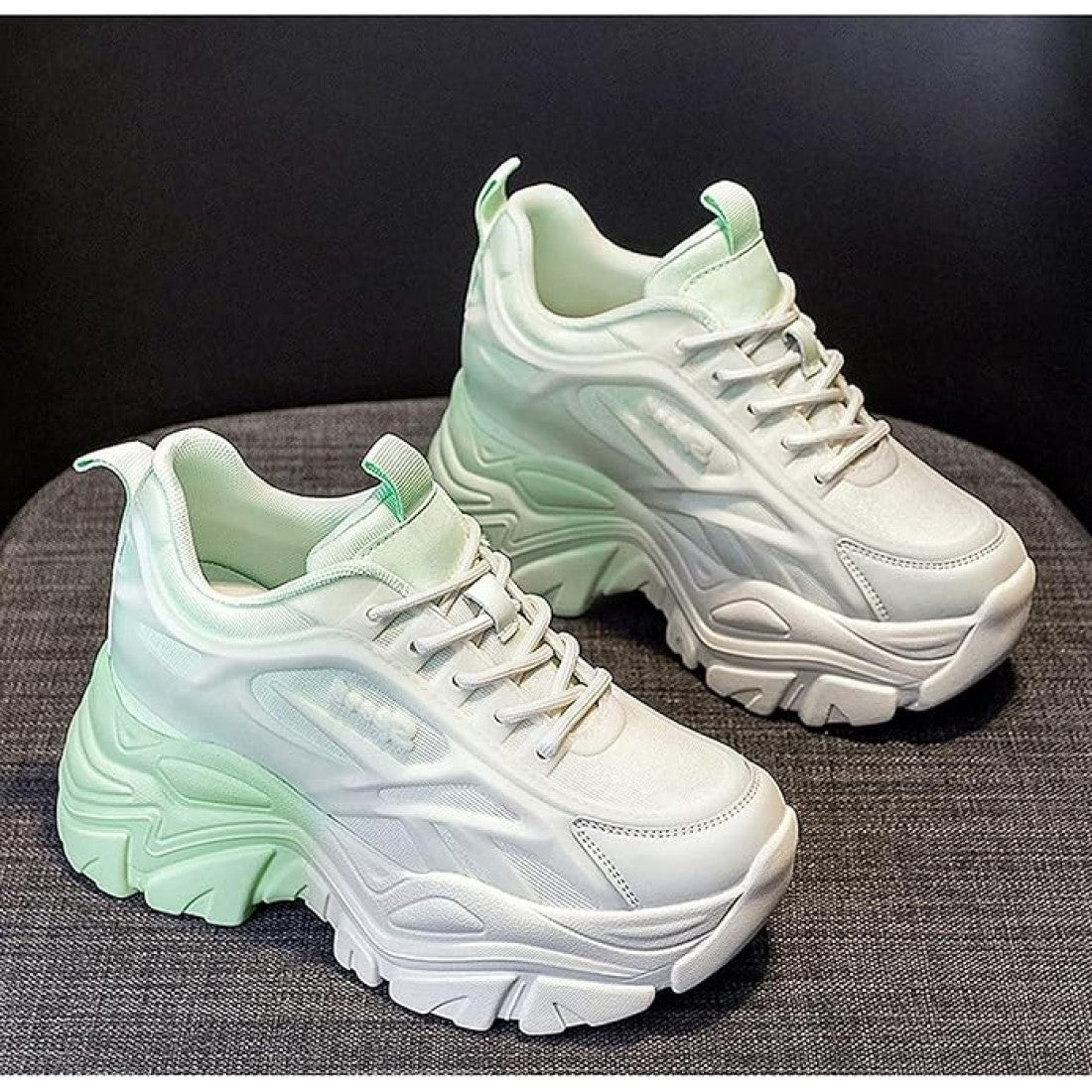 White Chunky Sneakers for Women Trendy Platform Sports Shoes S-168