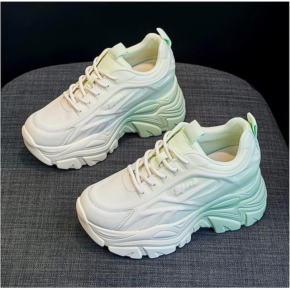 White Chunky Sneakers for Women Trendy Platform Sports Shoes S-168