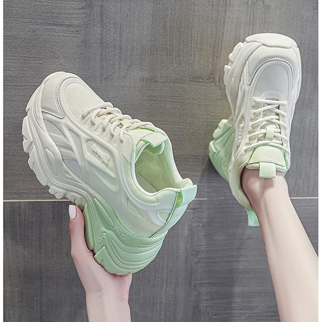 White Chunky Sneakers for Women Trendy Platform Sports Shoes S-168