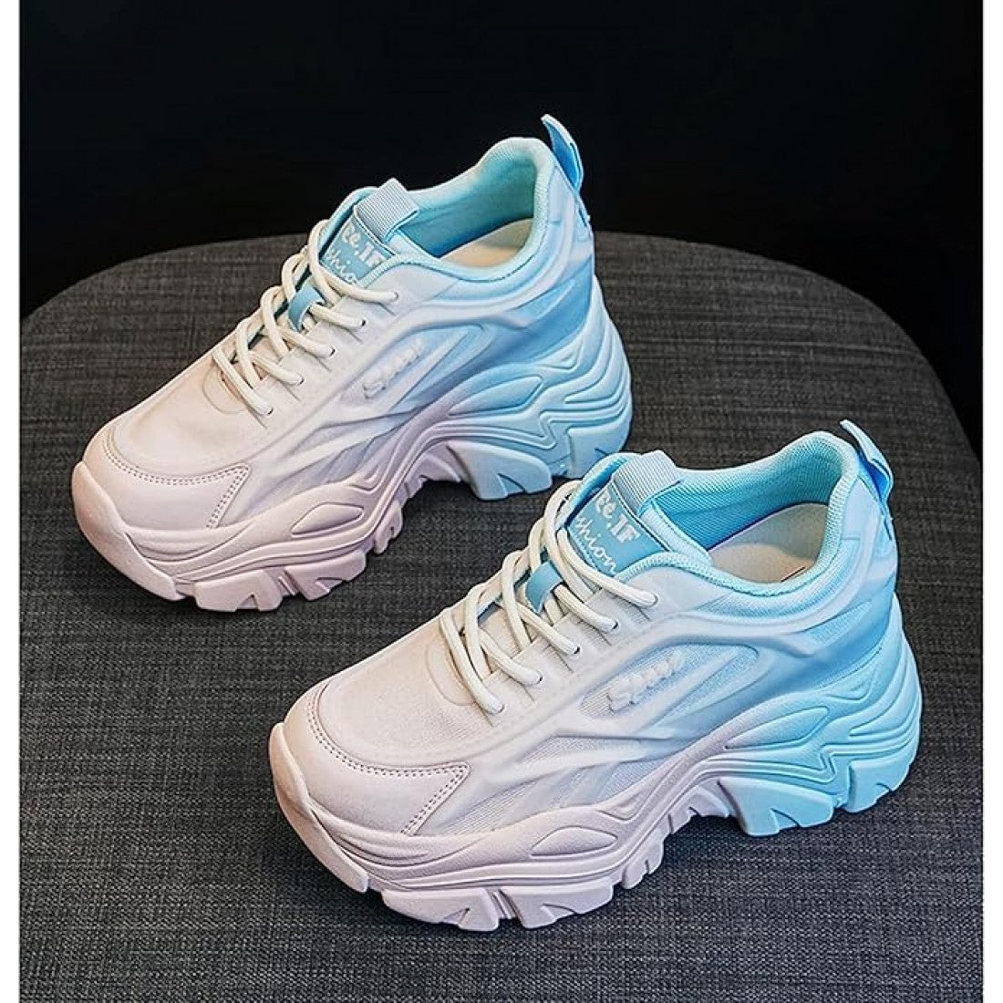 White Chunky Sneakers for Women Trendy Platform Sports Shoes S-168