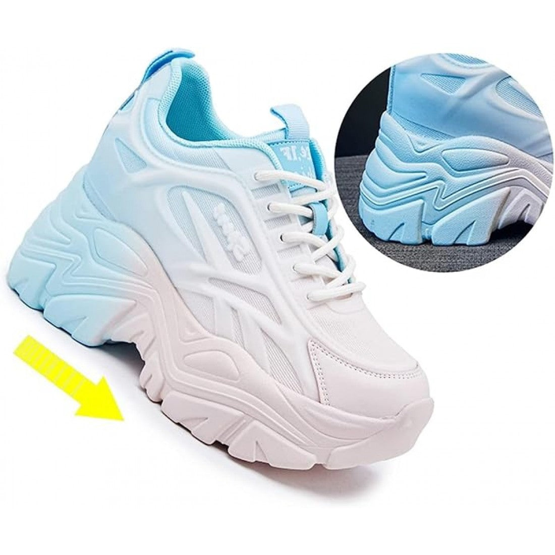 White Chunky Sneakers for Women Trendy Platform Sports Shoes S-168