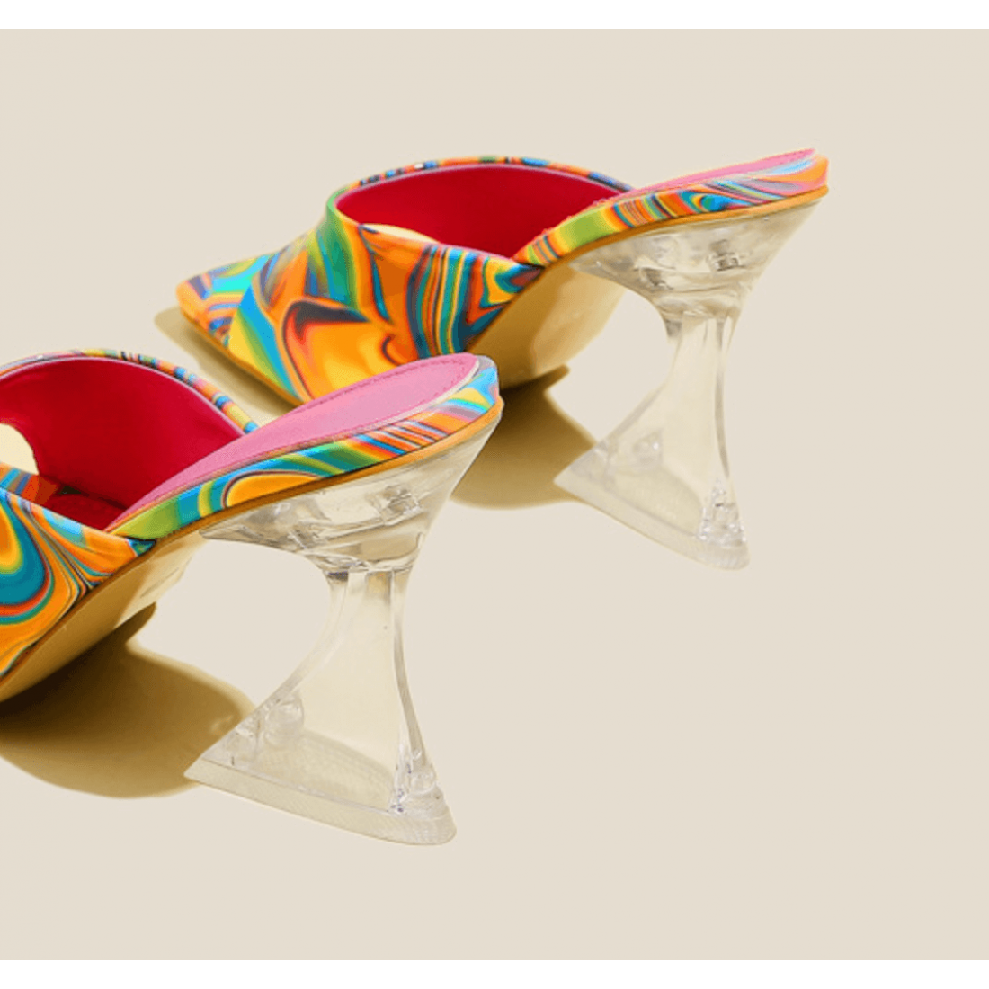 Women's Colorful Square Toe High Heel Sandals S-138