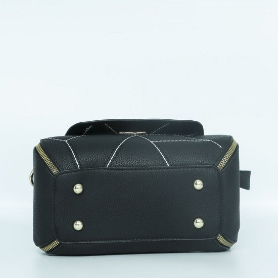 Women Fashion V Small Square Shape Black Color Handbag