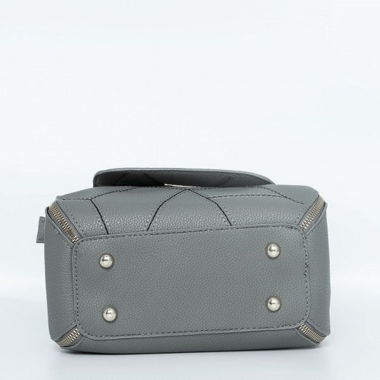 Women Fashion V Small Square Shape Grey Color Handbag