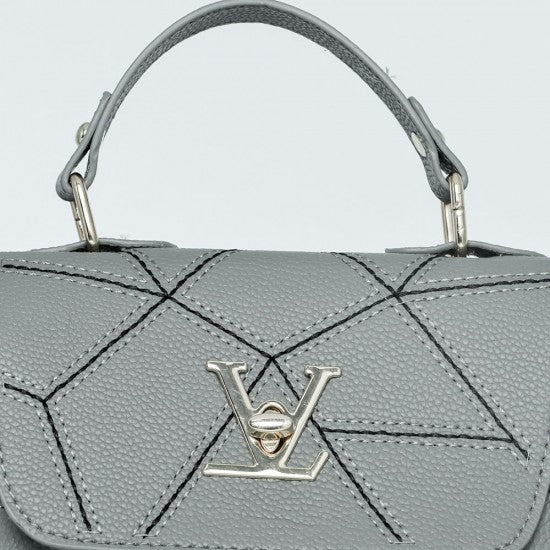 Women Fashion V Small Square Shape Grey Color Handbag
