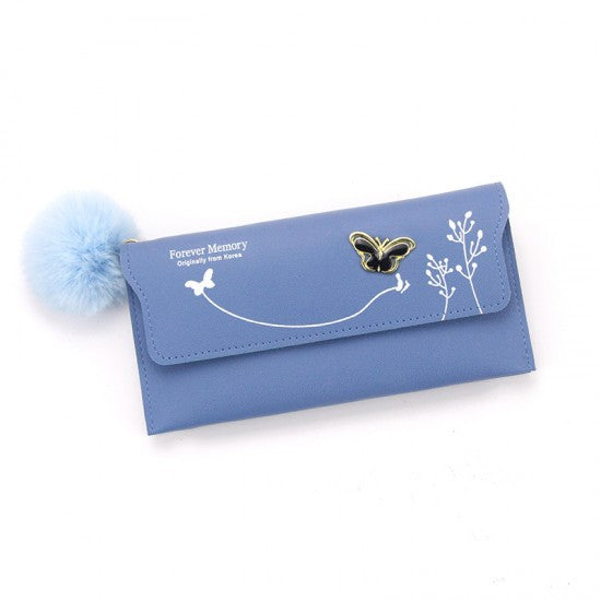 Women Long Soft Leather Wallet - Blue