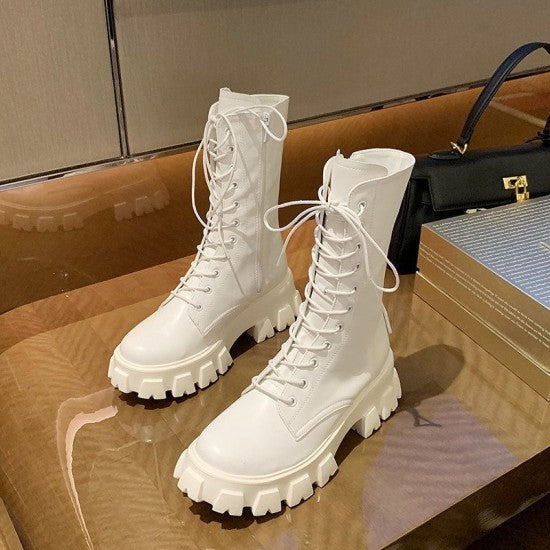 Women's Thick Bottom Lug Sole Lace-Up Boots
