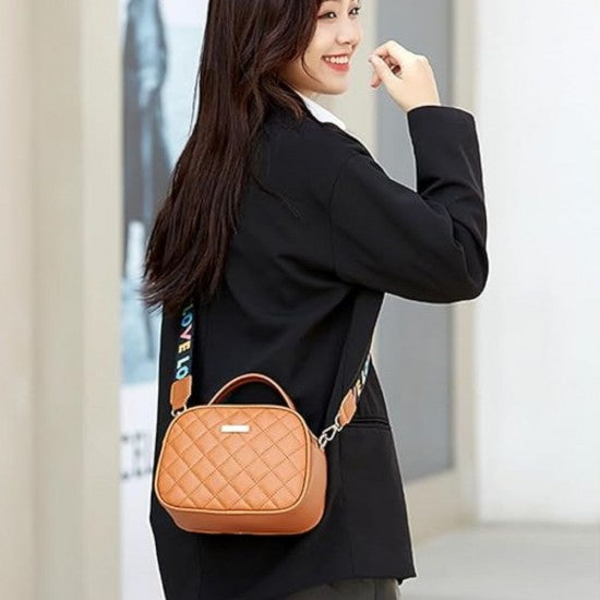 Crossbody Bag with Letter Strap and Multi Pockets
