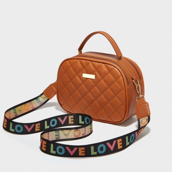 Crossbody Bag with Letter Strap and Multi Pockets