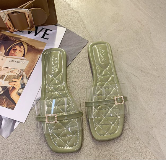 New Transparent Flat Bow Women Slippers S-77