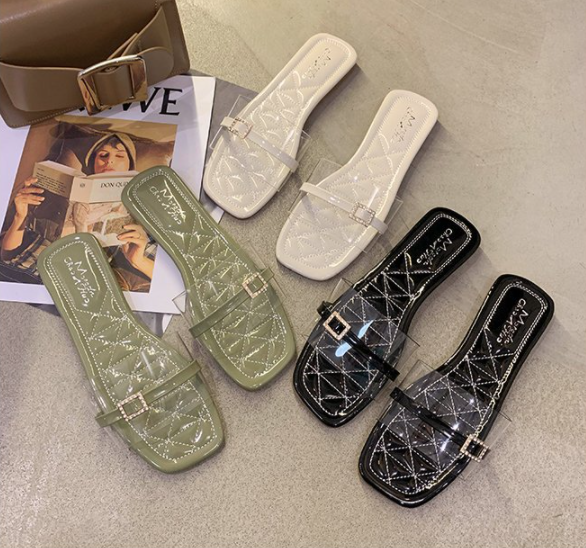 New Transparent Flat Bow Women Slippers S-77